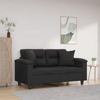 2 vietų sofa su dekoratyvine pagalvėle Sofa Sofa Lounge sofa Minkšta sofa Atsipalaiduoti sofa Dvigulė sofa Svečių sofa Loveseat Sofos svetainei Svečių kambarys Miegamasis Juoda 120 cm dirbtinė oda