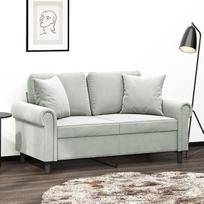 2 vietų sofa su dekoratyvine pagalvėle Sofa Sofa Lounge sofa Minkšta sofa Poilsio sofa Svečių sofa Dvigulė sofa Loveseat Sofos svetainei Miegamojo kambarys Svečių kambarys Šviesiai pilka 120 cm Velvetas