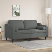 2 vietų sofa su dekoratyvine pagalvėle Sofa Sofa Lounge sofa Minkšta sofa Poilsio sofa Svečių sofa Dvigulė sofa Loveseat Sofos svetainei Miegamojo kambarys Svečių kambarys Tamsiai pilka 140 cm audinys
