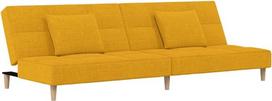 2 vietų sofa-lova, geltona, 200 x 84,5 cm, medžiaginė, su atlenkimo funkcija ir 2 pagalvėlėmis, erdvę taupanti mini sofa svetainei, svečių kambariui, biurui