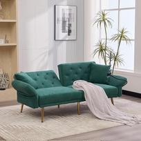 2 vietų sofa-lova, sofa su reguliuojamu atlošu, USB jungtimis, mobiliojo telefono laikikliu, šonine kišene, 2 pagalvėlėmis, sofa-lova, sulankstoma sofa svetainei ir miegamajam, smaragdinė