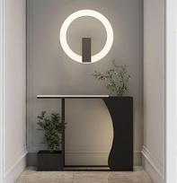 2-in-1 Konsolentisch & Blumenständer, Stabile Metallstruktur mit Verstellbaren Fußpolstern für Flur und Wohnzimmer(Black,140CM/55.1"_A)