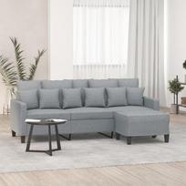 3 šikšnosparnių sofa su kabykla Hellgrau 180 cm Stoff Wohnlandschaft für Plaudern und Fernsehen