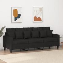 3 vietų sofa juoda 180 cm audinys, Sofos ir kušetės, Sofa svetainė, Sofa paauglių kambariui, Sofa poilsiui, Sofa miegamajam, Miegamojo sofa, Minkšta sofa - 359279