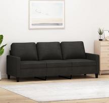3 vietų sofa juoda 180 cm audinys, Sofos ir sofos, Sofa svetainė, Sofa paauglių kambariui, Sofa poilsiui, Sofa miegamajam, Miegamojo sofa, Minkšta sofa - 359175