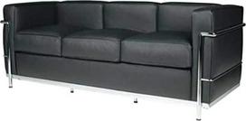 3 vietų sofa Nerūdijančio plieno itališka oda Juoda ruda konjako spalva Balta