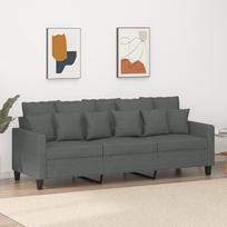 3 vietų sofa tamsiai pilka 180 cm audinys, Sofos ir sofos, Sofa svetainė, Sofa paauglių kambariui, Sofa poilsiui, Sofa miegamajam, Miegamojo sofa, Minkšta sofa - 359276