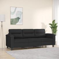 3 vietų sofa, juoda, 180 cm, mikropluošto audinys, poilsio sofa, Sofos ir kušetės, Poilsio sofa, Svetainės sofa, Sofa su - 359570