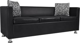 3 vietų sofa, Svetainės sofa, Svetainės baldai, Jaunimo sofa, Svetainės baldai, Sofos ir sofos, Vaikų kambarys, Dirbtinė oda, Juoda