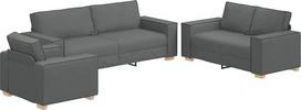 3 vnt. schicke Sofa ir sofa-lovos Dunkelgrau Leinenmischgewebe eckcouch mit ecksofa für Wohnzimmer, Büro, Apartment (220 x 78 x 84 cm)