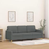 3-Sitzer Sofa Dunkelgrau 180 cm Stoff Sofa Modern Bequem Wohnzimmer Couch mit Metallgestell für Entspannung Fernsehen Gäste