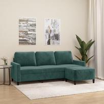 3-Sitzer-Sofa mit Hocker Dunkelgrün 180 cm Samt, Poilsio sofa, Sofos ir kušetės, Relaxsofa, Sofa für Wohnzimmer, Couch Mit - 3201057
