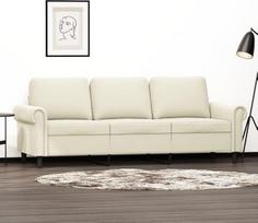 3-sitzer-Sofa Sofa Sofa Loungesofa Polstersofa Relaxsofa Gästesofa Wohnzimmersofa Relaxcouch für Schlafzimmer Gästezimmer Creme 180 cm Samt