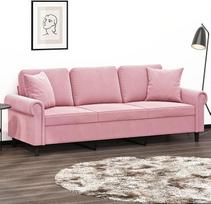3-vietė sofa su dekoratyvine pagalvėle Sofa Sofa Lounge Sofa Minkšta sofa Poilsio sofa Svečių sofa Dvigulė sofa svetainei Miegamasis Svečių kambarys Rožinė 180 cm Velvetas