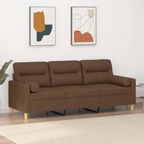 3-vietė sofa su dekoratyvine pagalvėle Sofa Sofa Lounge Sofa Minkšta sofa Poilsio sofa Svečių sofa Dvivietė sofa svetainei Miegamasis svečių kambarys Ruda 180 cm audinys