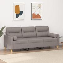 3-vietė sofa su dekoratyvine pagalvėle Sofa Sofa Lounge Sofa Minkšta sofa Relax Sofa Svečių sofa Dvigulė sofa svetainei Miegamasis Svečių kambarys Taupe 180 cm audinys