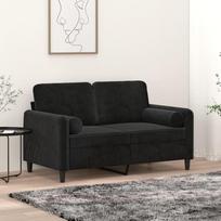 3200876 2 vietų sofa su dekoratyvine pagalvėle, juoda, 120 cm, aksomas, poilsio sofa, sofos ir sofos, poilsio sofa, svetainės sofa, sofa su