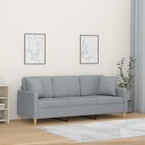 3200917 3-vietė sofa su dekoratyvinėmis pagalvėlėmis, šviesiai pilka, 180 cm audinys, poilsio sofa, sofos ir kušetės, poilsio sofa, svetainės sofa, sofa su miego funkcija