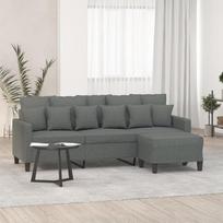 3201090 3 vietų sofa su taburete Tamsiai pilka 180 cm audinys, Sofos ir sofos, Sofa svetainė, Sofa paauglių kambariui, Sofa poilsiui, Sofa miegamajam, Miegamojo sofa, Minkšta sofa