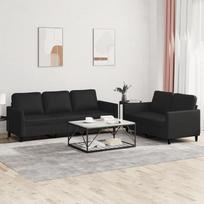 3201760 2 dalių sofos komplektas su pagalvėlėmis Juoda dirbtinė oda, Sofos ir kušetės, Sofa svetainė, Sofa paauglių kambariui, Sofa poilsiui, Sofa miegamajam, Miegamojo sofa, Minkšta sofa
