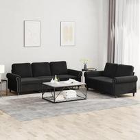 3202255 2 dalių sofos komplektas su pagalvėle, juodas aksomas, poilsio sofa, sofos ir kušetės, poilsio sofa, svetainės sofa