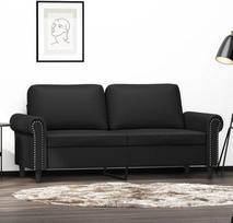 359504 2 vietų sofa juoda 140 cm dirbtinės odos sofa, sofos ir kušetės, poilsio sofa, sofa svetainei, sofa su