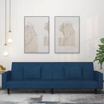 375815 2 vietų sofa-lova su 2 pagalvėlėmis, mėlynas aksomas, poilsio sofa, sofos ir kušetės, poilsio sofa, svetainės sofa