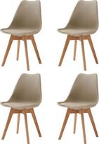 4 valgomojo kėdžių komplektas, skandinaviškos kėdės, medžio masyvo kojos, ergonomiškas šiaurietiškas dizainas, idealiai tinka valgomajam, svetainei, virtuvei, miegamajam (chaki, 4)