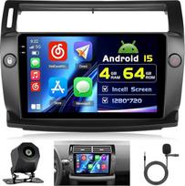 4+64G Android automobilinis radijas su ekranu Citroen C4 2004-2009 Belaidis Carplay, automobilinis radijas su navigacija, 9 colių ekranas, Android Car/FM/RDS/Reversing Cam