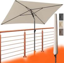4smile Balkono skėtis 200 x 125 cm su skėčio dangčiu - UV50+ skėtis stačiakampis sulenkiamas reguliuojamo aukščio vasarinis skėtis, skirtas apsaugai nuo saulės balkone, kaip konsolinio skėčio pakaitalas, smėlio spalvos