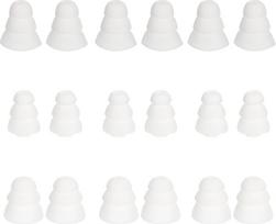 6 poros silikoninių trigubo flanšo ausų kištukų ausų kištukų su mažu triukšmu ausų kištukai, skirti 4 mm-5 mm vidiniam skersmeniui vidinė skylė 4 mm S/M/L balta