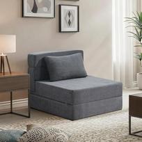 70 x 190 cm sofa lova - sulankstoma sofa lova ir miego funkcija, sofa-lova svetainei ir miegamajam su atminties putomis ir pagalvėlėmis, grindų kėdės skalbiamasis rinkinys Tamsiai pilka