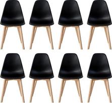 8 modernių valgomojo kėdžių rinkinys, virtuvės kėdės su buko medžio kojelėmis, retro dizaino šoninės kėdės svetainei, miegamajam, virtuvei, valgomajam, laukiamajam (juodos spalvos)