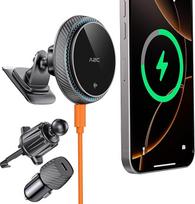 A2C QI2 15 W automobilinis mobiliojo telefono laikiklis su įkrovimo funkcija 2 in 1 Magsafe automobilinis laikiklis su įkrovimo funkcija 360° Magsafe įkroviklis "iPhone 12" ar vėlesniam išmaniųjų telefonų dėklui Magsafe