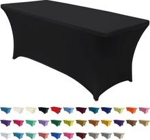 ABCCANOPY Spandex staltiesė 6 pėdų 30+ spalvų poliesterio staltiesė Stretch Spandex stalo apdaila (6 pėdų, juoda)