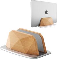AFOOYO vertikalus nešiojamojo kompiuterio stovas - reguliuojamas medinis nešiojamojo kompiuterio laikiklis, tinkamas visiems "MacBook", "Surface", "Chromebook", "Dell" ir kitiems kompiuteriams (buko mediena)
