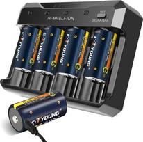 Akumuliatorius C Įkraunama 4 pakuočių 1,5 V USB ličio 5500 mWh įkraunama C baterija su universaliu įkrovikliu Akumuliatoriai, skirti visiems AA AAA C D akumuliatoriams