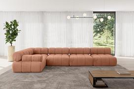 ALTDECOR "Mende L3" modulinė kampinė sofa L formos kampinė modulinė sofa Gyvenamasis kraštovaizdis Minkšta sofa L3-380 x 190 x 70 cm Abrikoso spalvos