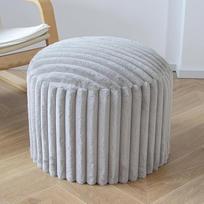 Apvali taburetė "Pouf", apvali "Bean Bag" taburetė, sofos taburetė, aukštos kokybės dirbtinio kailio taburetė, "Pouf", "Bean Pouf" pagalvėlė, vidaus taburetė sofai ir svetainei, 38 x 50 x 50 cm, pilka