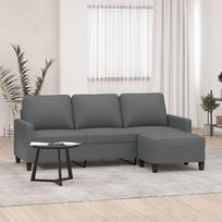 ARKEM 3 vietų sofa su taburete, tamsiai pilka, 180 cm, audinys, svečių sofa, 3 vietų sofa