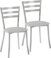ASTIMESA SCRRGR Dvi virtuvės kėdės iš dirbtinės odos, metalinės, pilkos spalvos Altura de asiento 45 cm