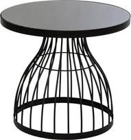 Atmosphera Kushi šoninis staliukas Metalas ir stiklas Skersmuo 55 cm Juoda