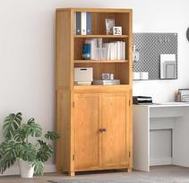 Aufbewahrungsmöbel-Set mit Tür und Truhe aus Holzwerkstoff für das Wohnzimmer, 4-teiliges Lager-Möbelset in Braun mit minimalistischem Design und Stauraum