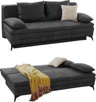 Aukštos kokybės nuolatinė sofa-lova W 202 x D 105 x H 90 cm, integruotas šalto putplasčio viršutinis sluoksnis, bangų pakaba, lovos dėžė, miego funkcija, gulėjimo paviršius 158 x 199 cm, mikropluoštas, tamsiai pilka spalva, antracitas/15159