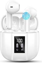 Ausinės, belaidės "Bluetooth 5.3", "In-Ear", IP7 vandeniui atsparios belaidės ausinės su mikrofonu, 48H gilus bosas, skaitmeninis LED ekranas, baltos spalvos