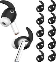 Ausų kabliukų dangteliai "Samsung Galaxy Buds 3 Pro", sportiniai ausų kištukai, silikoniniai neslystantys nuo įbrėžimų "Galaxy Buds Pro 3", juodi, 5 poros