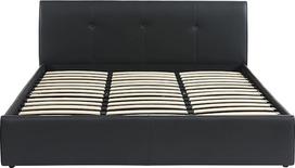 BAÏTA Seguro Juoda dirbtinės odos lova 180 x 200 cm su skersiniu pagrindu
