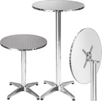 BAKAJI 2-in-1 baro stalas sulankstomas reguliuojamo aukščio 70 cm / 110 cm aukščio aliuminio apvalus skersmuo 60 cm atsparus oro sąlygoms lauko sodo bistro stalas alaus stalas vakarėlių stalas
