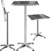 BAKAJI Aliuminio lauko stalas sulankstomas, reguliuojamo aukščio metalinis 60 x 110 cm