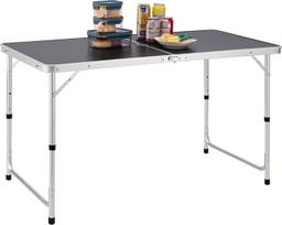 BAKAJI stovyklavimo stalas Picnic Grey su reguliuojamo aukščio aliuminio rėmo sulankstymo sistema su nešiojimo rankena, idealiai tinka naudoti sode ir lauke 60 x 20 x 70 cm